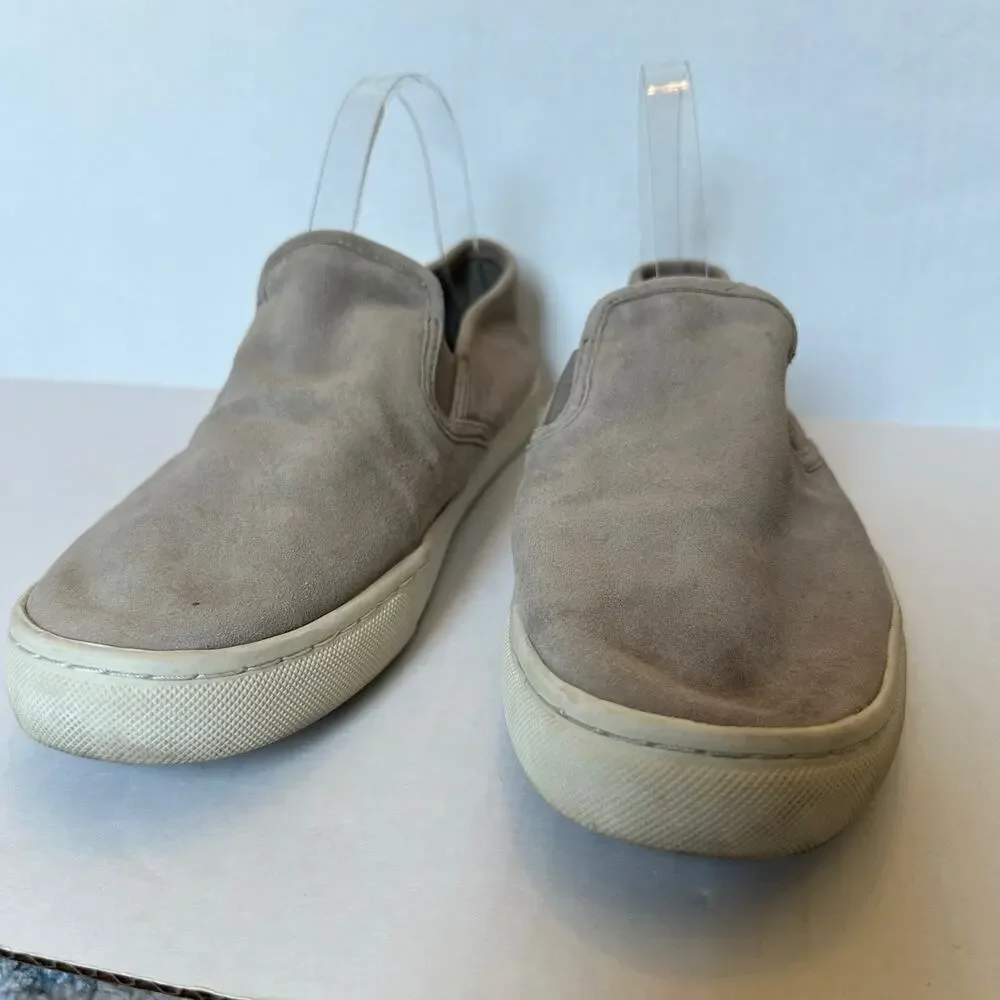 Tory Burch Women Gray Travel Round Toe Slip On Low Top Suede Sneakers Size 9